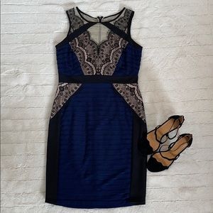 Blue Dress with Lace Detail